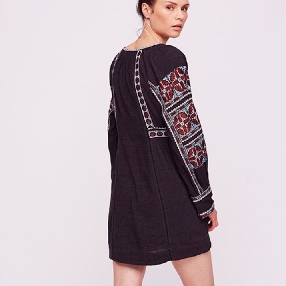 Free People Boho All My Life Navy Burgundy Embrorded Mini Dress. XS - Picture 2 of 15